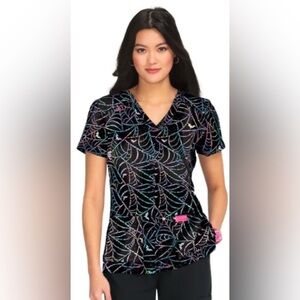 BETSEY JOHNSON Spiderweb Bat Short Sleeve Scrub Top Size L Excellent Condition